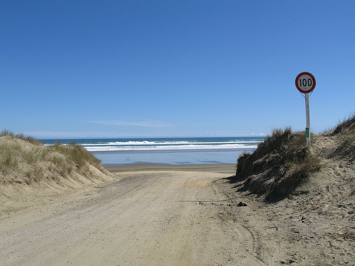 пляж 90 км, пляж, пісок, Нова Зеландія, океан, море, небо