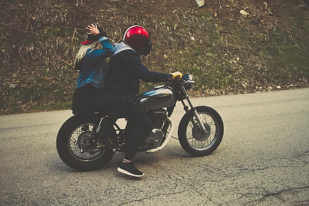two, person, riding, motorcycle, motorbike, road, street