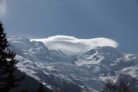 Mont blanc, nuvens, Alpes, montanha, Chamonix, Panorama, geleira