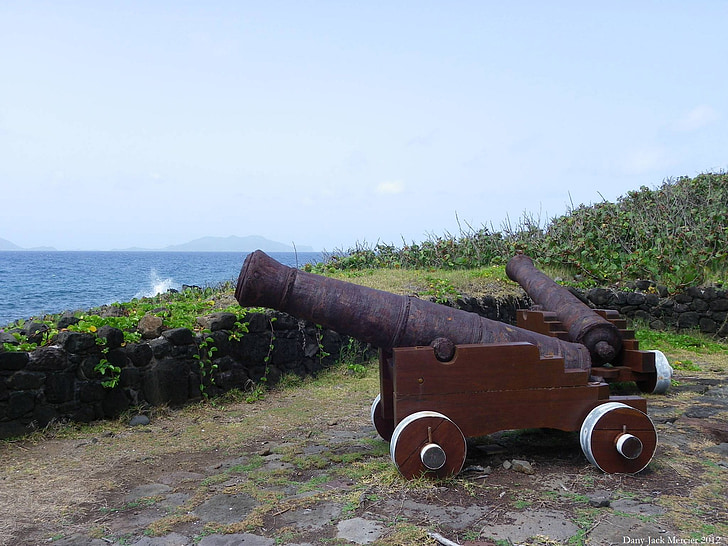 cannons, sea defense, guadeloupe, island, military, fort, weapon