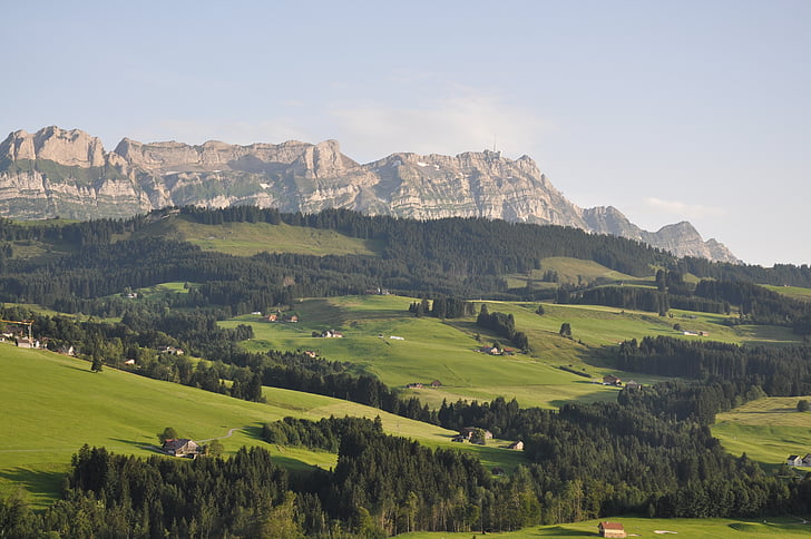 saenti, Itä-Sveitsi, Sveitsi, maisema, vuoret, päivä
