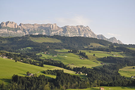 saenti, Kelet-Svájc, Svájc, táj, hegyek, nap