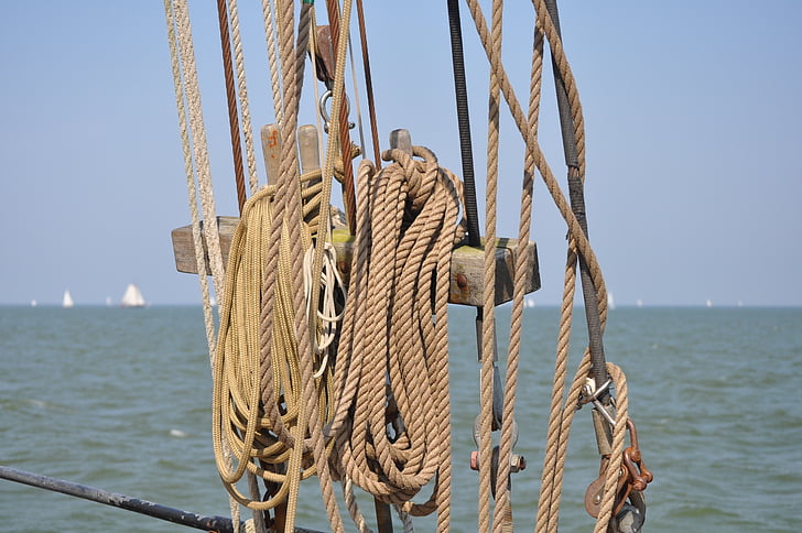 sail, sea, ropes, thaw, rigging