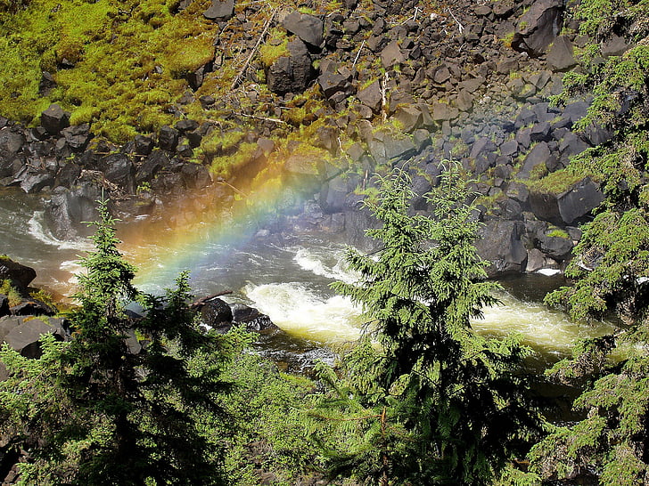 fiume di Merlin, arcobaleno, acqua, paesaggio, natura, paesaggio, montagna