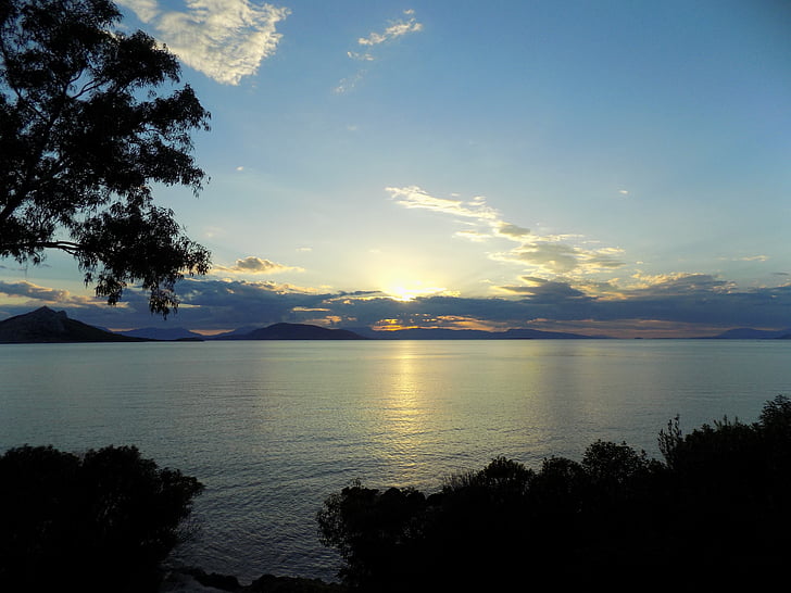 Aegina island, Grécko, západ slnka