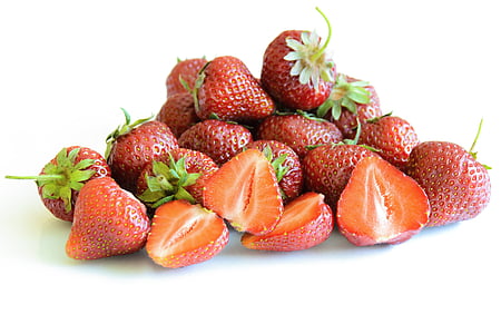 多汁新鲜草莓, 草莓, 分离, 草莓, 精益, 红色, 水果