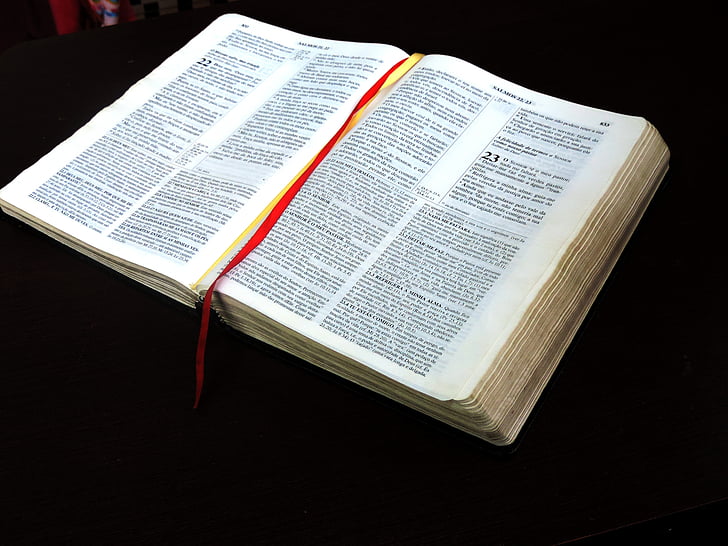 bible, table, open bible, psalms, 23