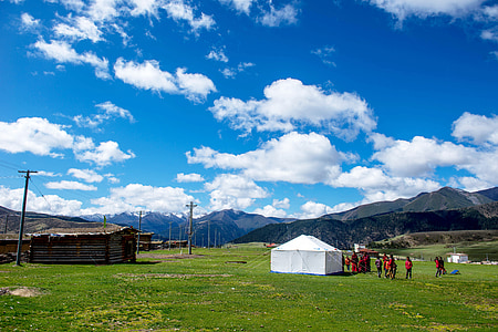 티베트, 경치, 사진, 산, 농촌 지역에서