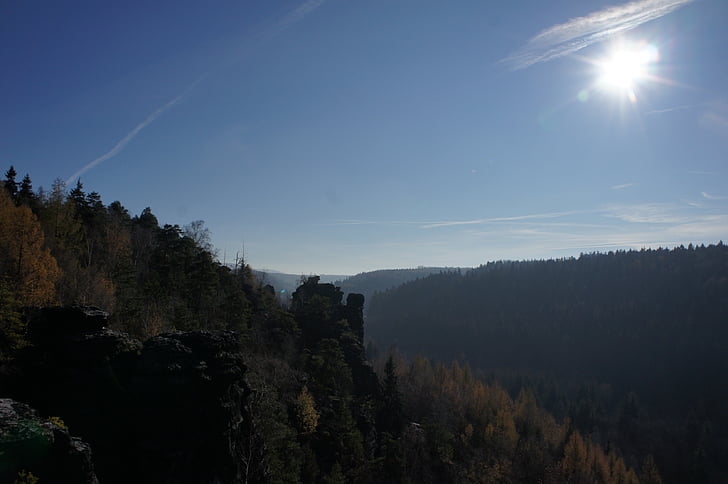 hory, krajina, Příroda, stromy, pohled, Les, strom