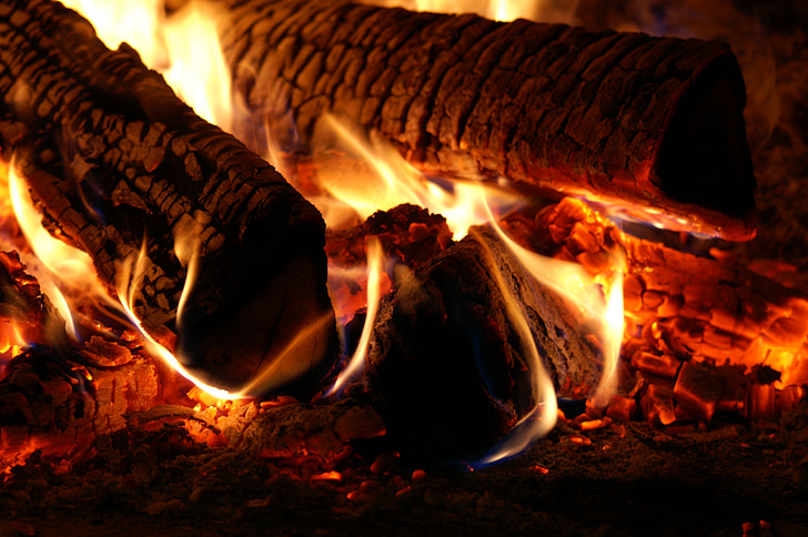 fogo, madeira, flama, queimadura, calor, brasas