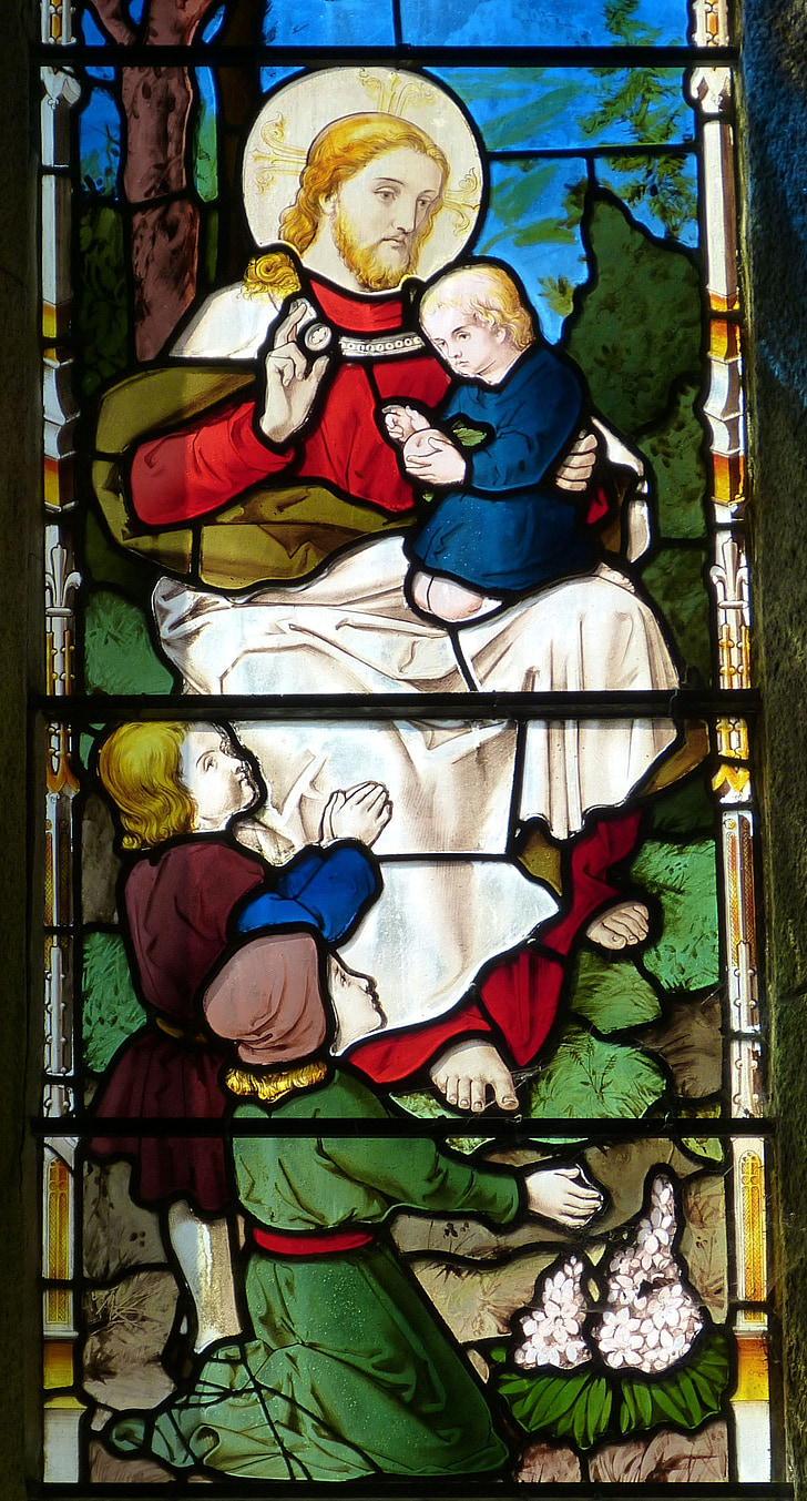 Bažnyčios langas, tamsintas stiklas, Anglijoje, Jungtinė Karalystė, bažnyčia, vaizdas, istoriškai