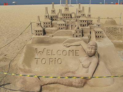 Castelo de areia, Rio, praia, areia, escultura, arte, lugar famoso