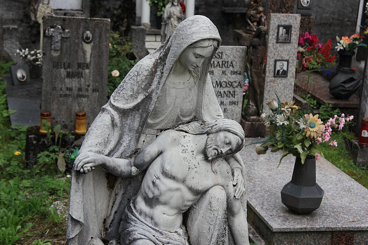 Italia, Cimitero, Statua, Gesù, Maria