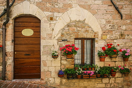 deur, Venetië, oude, het platform, huis, buitenkant, gebouw
