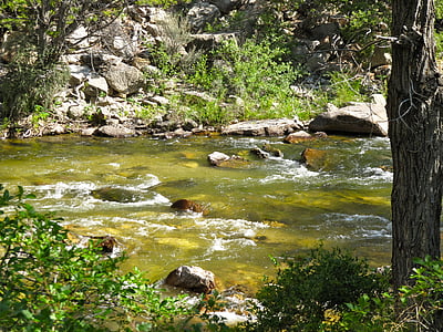 stream, creek, flowing, landscape, nature, rock, water