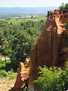 okker sziklák, okkersárga, Roussillon, rock, Nevezetességek, Luberon-hegység, Franciaország