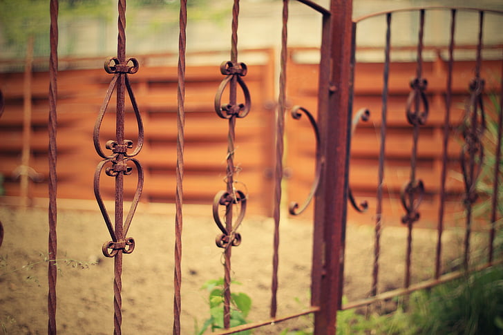 старата желязна ограда, желязо, фехтовка, Ковани, стар, метал, фон