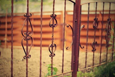 hàng rào sắt cũ, sắt, hàng rào, giả mạo, cũ, kim loại, nền tảng