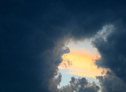 bulutlar, karanlık, uğursuz, açılış, günbatımı, gösterilen, Turuncu-Sarı