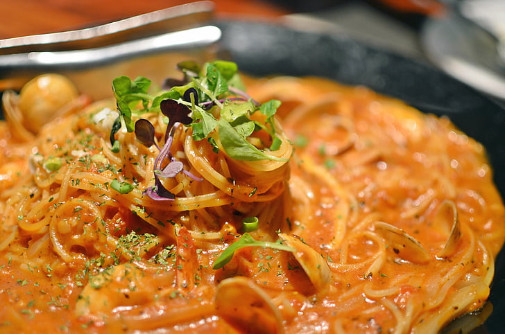 Makanan, Spaghetti, Italia, lezat, tomat, makan malam, pasta