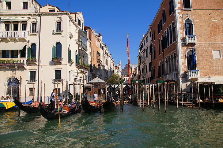 Italia, vacaciones, Venecia, Venezia, góndolas, canal, gondolero