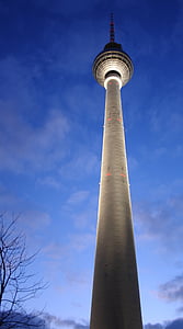 Berlin, Fernsehturm, Himmel, Deutschland, Architektur, Turm, Sehenswürdigkeit