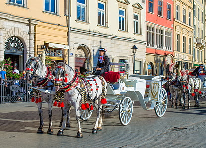Krakow, Polga, Eropa, gerobak, taksi, kuda, daerah