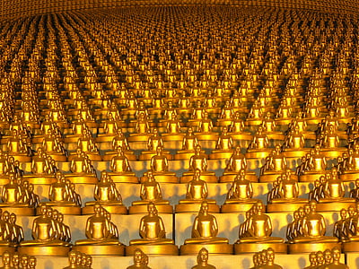 dhammakaya pagoda, lebih dari, juta, Budhas, emas, Buddhisme, Wat