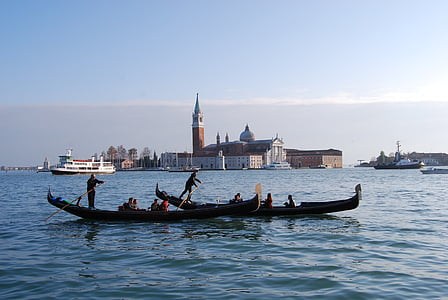 Veneţia, gondola, mare, Laguna, Italia