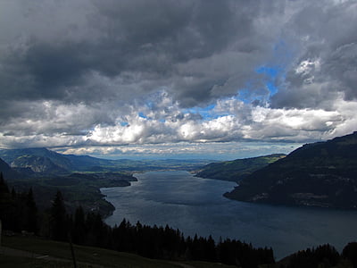 thunersee, lake, blue, storm, nature, water, landscape