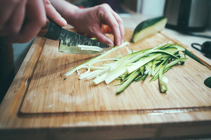 chopping, board, kitchen, utensils, knife, food, vegetable
