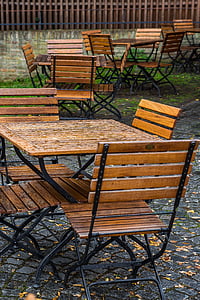 Tabelle, Café, Gastronomie, Straßencafé, sitzen, Bistro, Regen