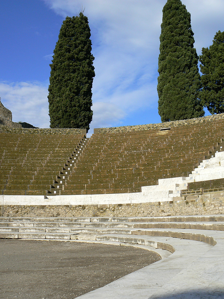 roman theatre, ruins, pompeii, monuments