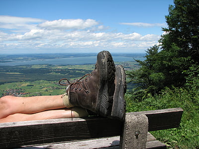 chiemsee, germany, view, bank, landscape, hiking boots, holiday
