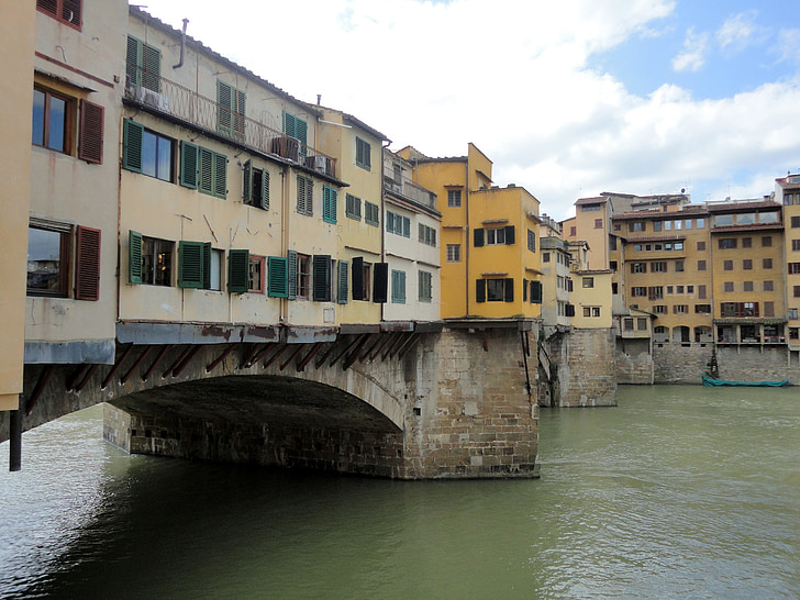 Firenze, Toszkána, Olaszország, Ponte vecchio, víz, híd, csatorna