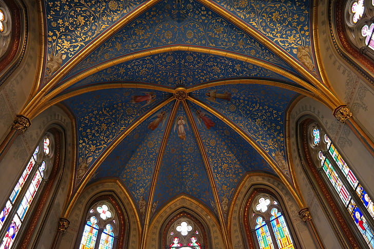 Kaplica Chrystusa, Hohenzollern, Malowanie sufitu, pozłacane, zdobione, protestancki, protestanckich kaplica