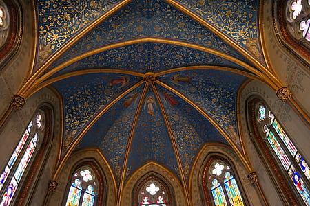 christ chapel, hohenzollern, ceiling painting, gilded, decorated, protestant, protestant chapel