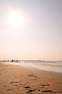 fodspor, Beach, havet, kyst, humør, fodaftryk, spor i sandet