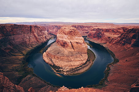 landscape, photography, horse, shoe, canyon, river, arizona desert
