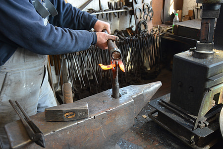 craft, blacksmith, iron, hot, metal, glow, work