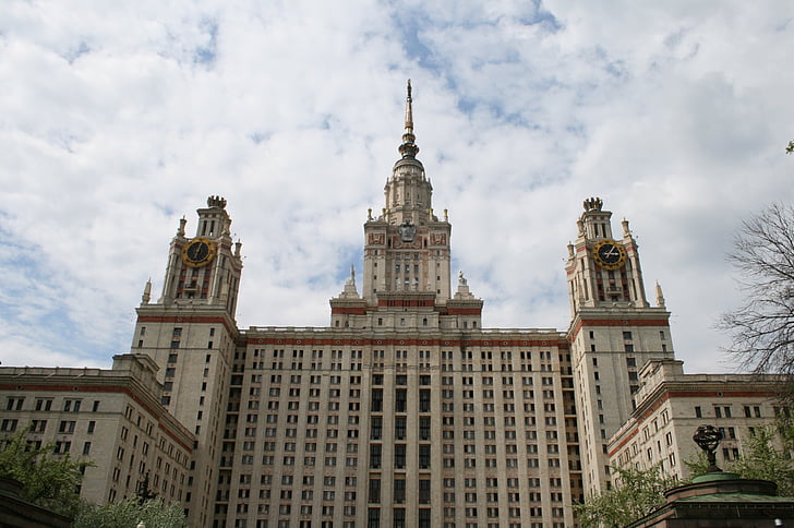 moscow state university, new, modern, stalinist era, gothic style, towers, imposing