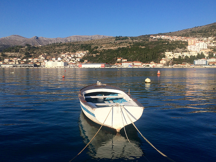 рибарска лодка, Хърватия, Дубровник, море, Бей