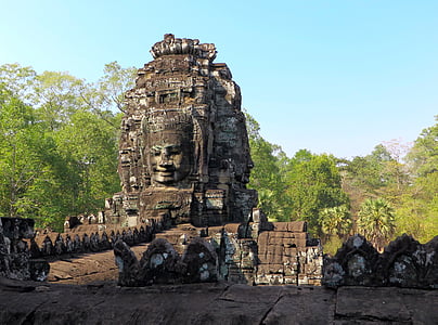 cambodia, angkor, religion, temple, bayon, face, smile