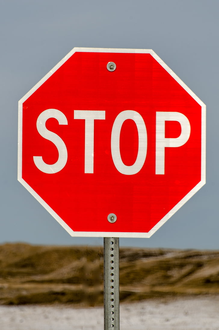 senyal de stop, parada, signe, vermell, trànsit, carretera, Avís