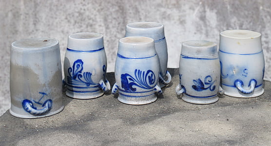 earthenware, pots, historically, ceramic, pot, painted, vintage
