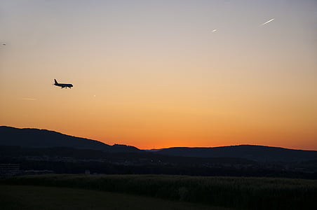 twilight, aircraft, country flight, landing, fly, on approach, aviation