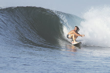 Kobieta, surfing, w ciągu dnia, ruchu, jedna osoba, wody, tylko dla dorosłych
