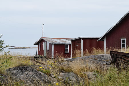archipel, Zweden, Bank, boot huis, Fischer, landschap, natuur
