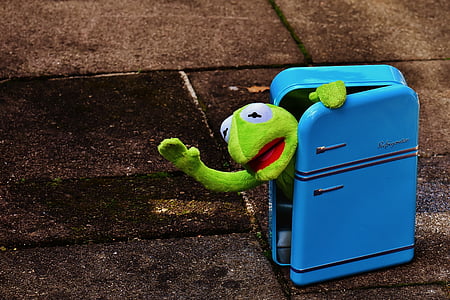 Kermit, groda, kylskåp, Rolig, retro, grön, leksaker
