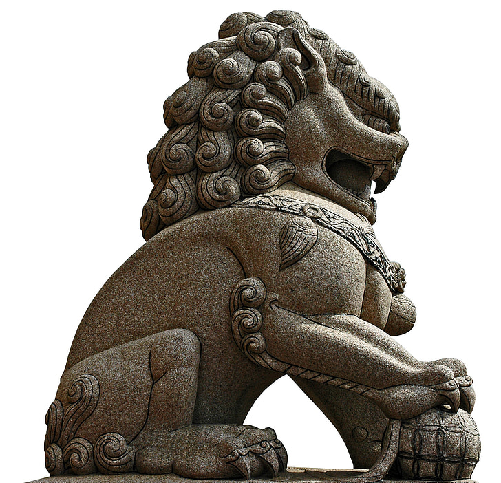 stone figure, sculpture, lion, isolated